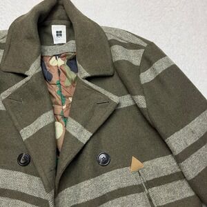 Insight Peacoat Womens XXL Green Striped Camo Lined Wool Blend Jacket 4281